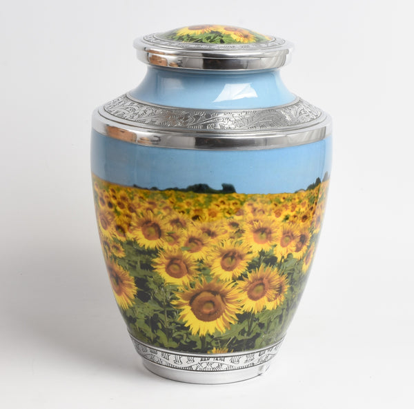 Sunflower Design Aluminium Cremation Urn