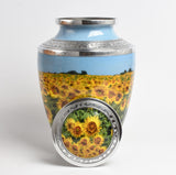 Sunflower Design Aluminium Cremation Urn