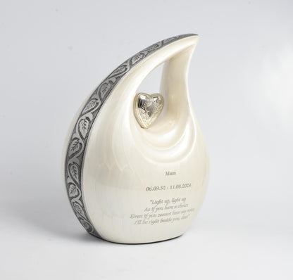 Forever in My Heart White Teardrop Urn