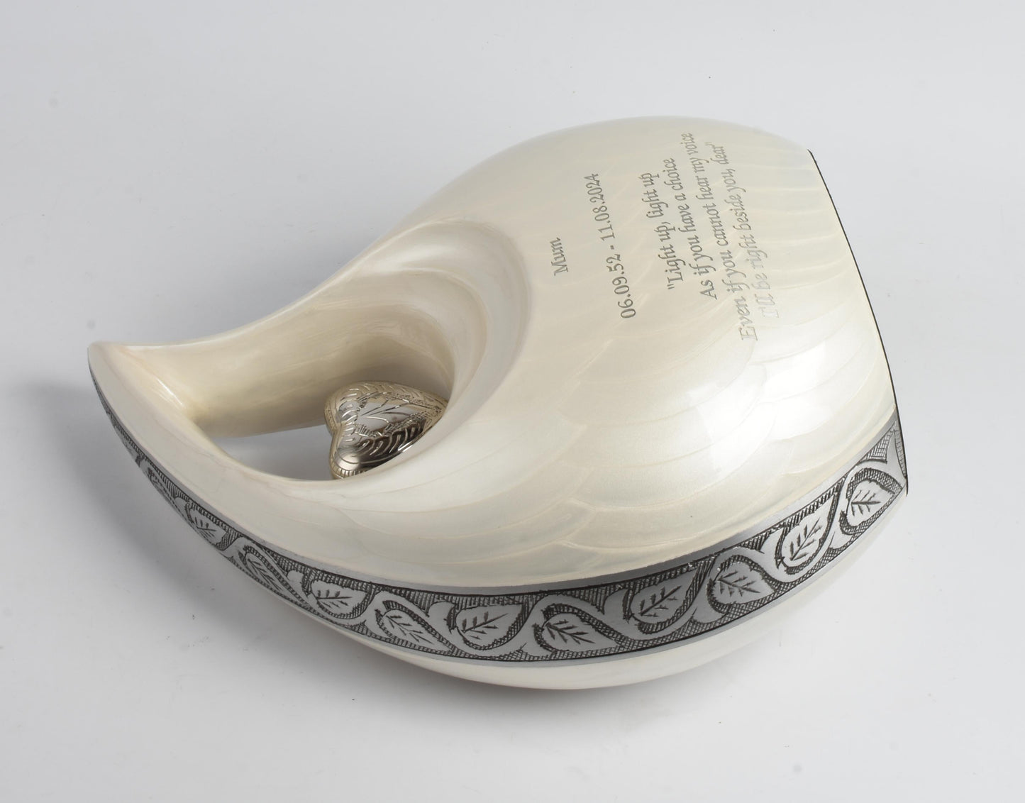 Forever in My Heart White Teardrop Urn