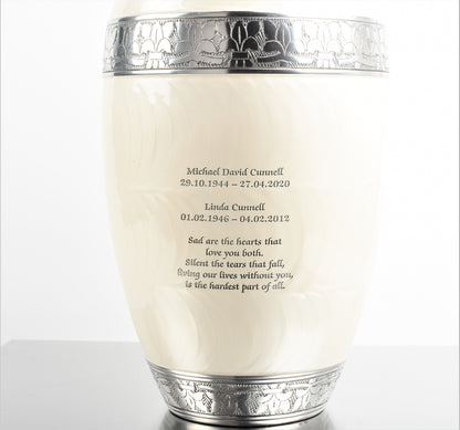 Pearl White Double Capacity Companion Urn  (425 Lb/190 Kg)