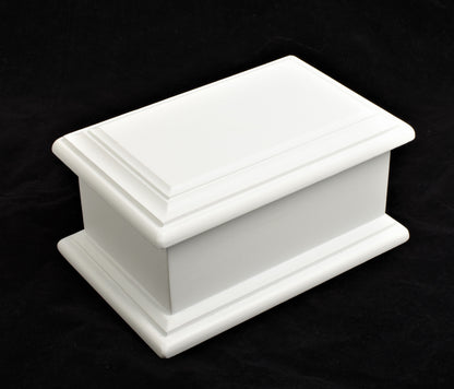 White MDF Wood Cremation Ashes Casket Urn L/M/S