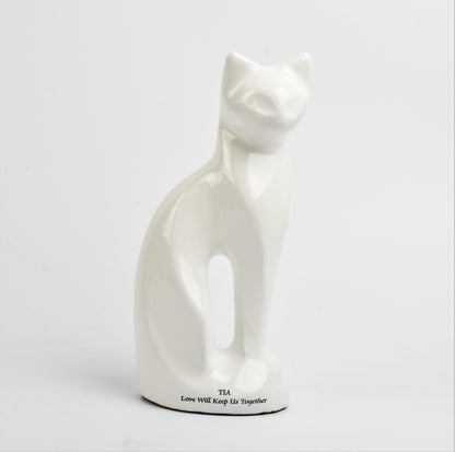 Cat Shape Urn White