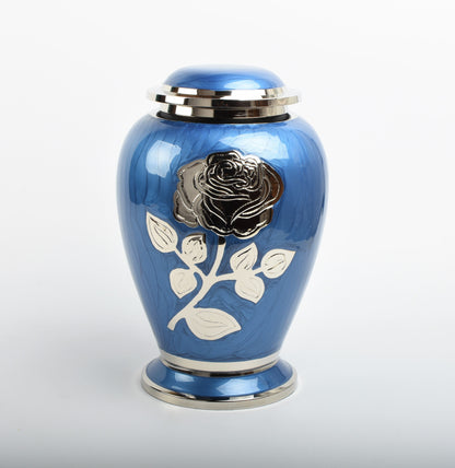 Blue Rose Flower Cremation Urn Dove Design
