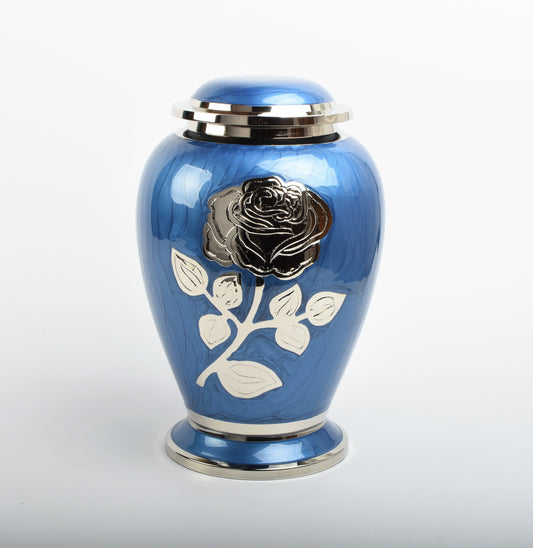 Blue Rose Flower Cremation Urn Dove Design