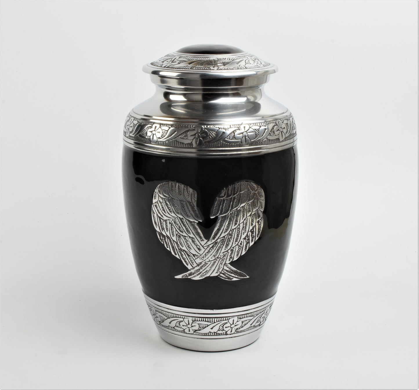 Angel Wings Black And Silver Cremation Urn