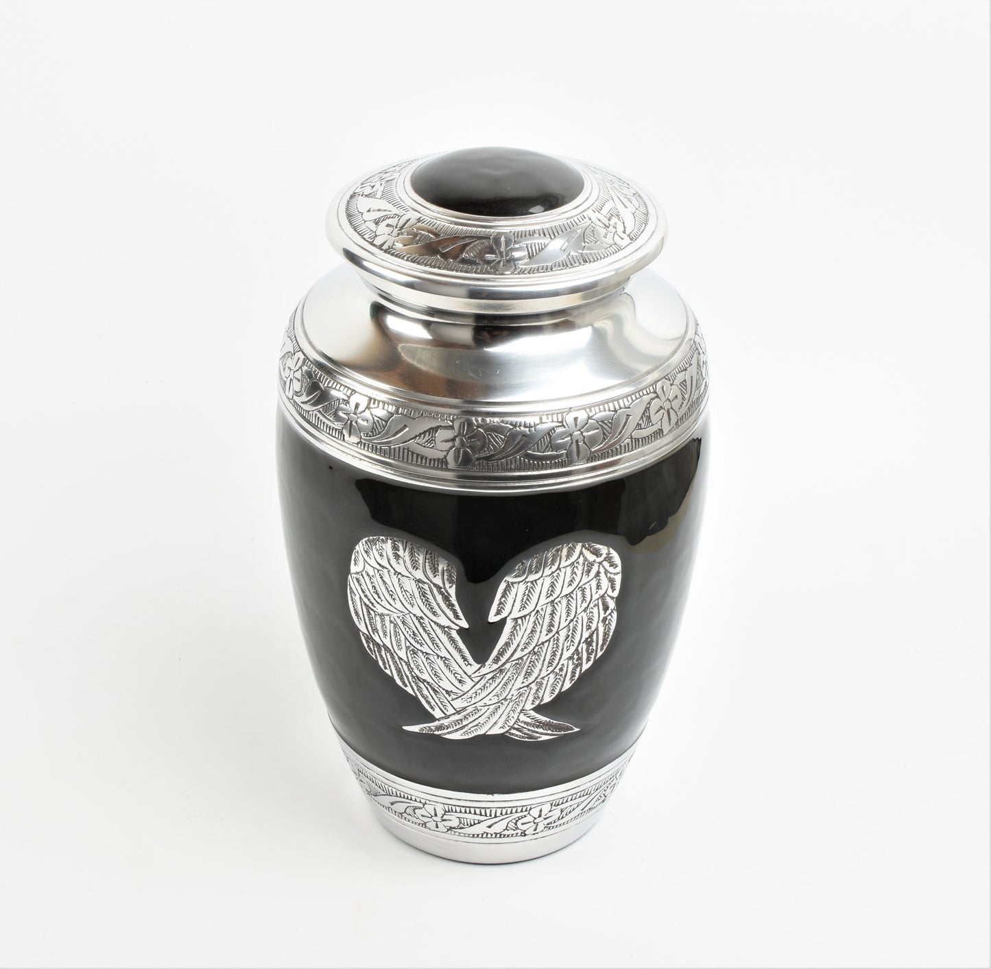 Angel Wings Black And Silver Cremation Urn
