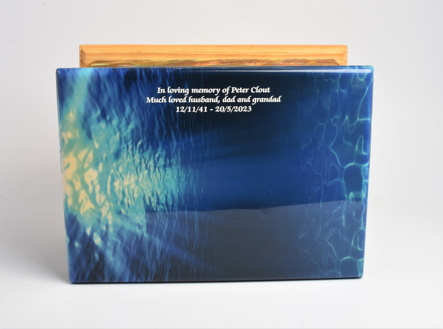 MDF/Teak Wood Casket Cremation Ashes Urn Coral Reef