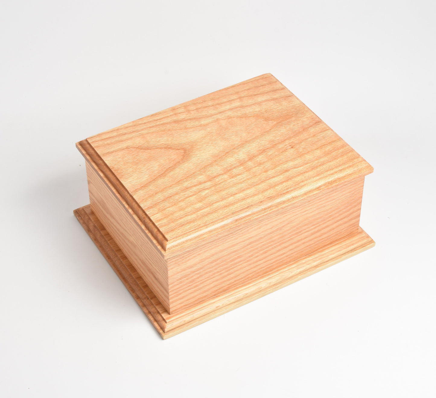 Large Oak Wood Adult Cremation Casket