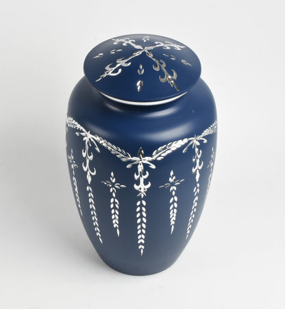 Navy Blue Diamond Aluminium Cremation Urn