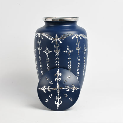 Navy Blue Diamond Aluminium Cremation Urn