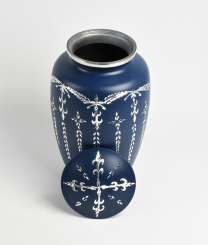 Navy Blue Diamond Aluminium Cremation Urn