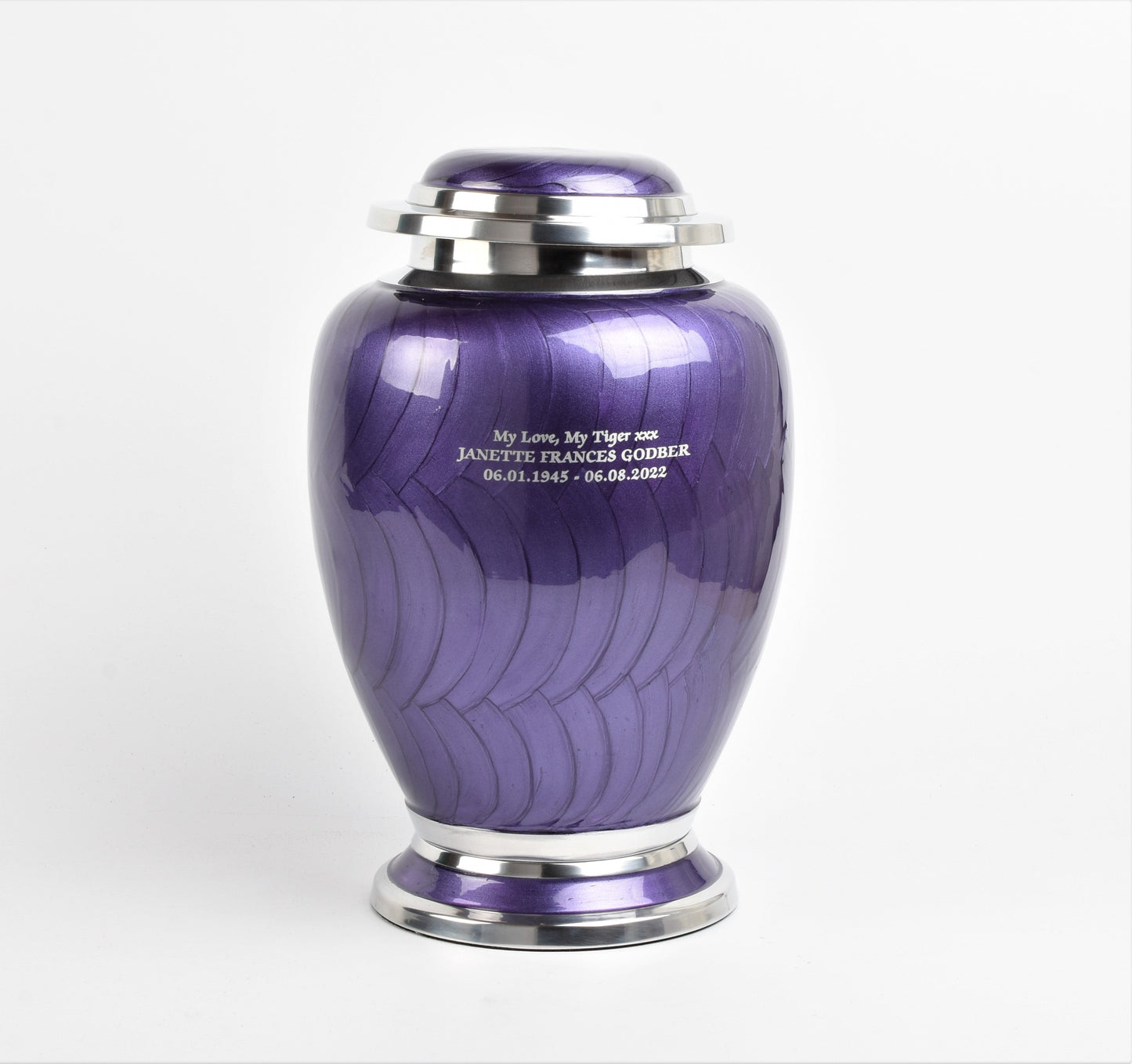 Purple and Silver Dove Shape Urn