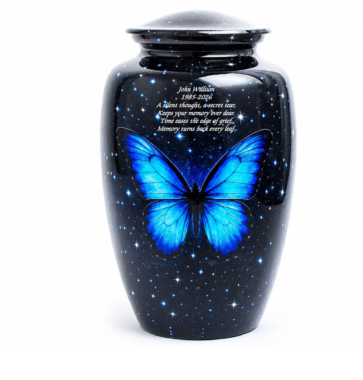 Blue Butterfly Galaxy Design Adult Cremation Ashes Urn