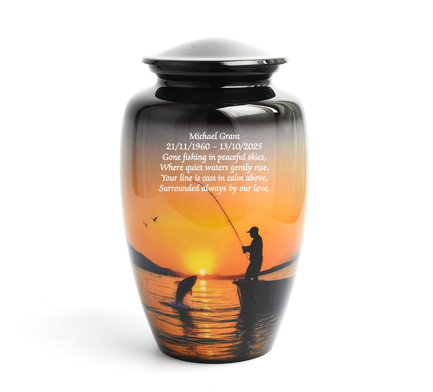 Sunset Fishing Design Adult Cremation Ashes Urn