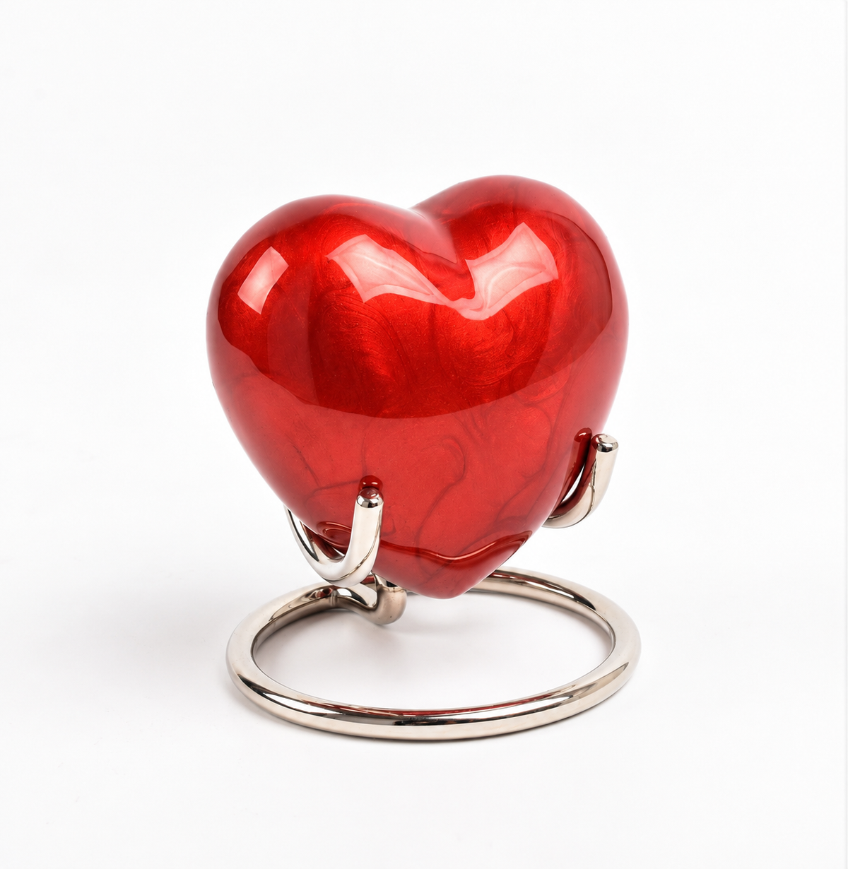 Red Aluminium Heart Keepsake With Box & Stand