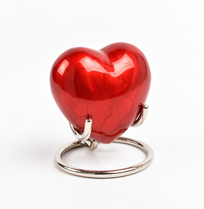 Red Aluminium Heart Keepsake With Box & Stand