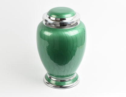 green and Silver Dove Shape Urn