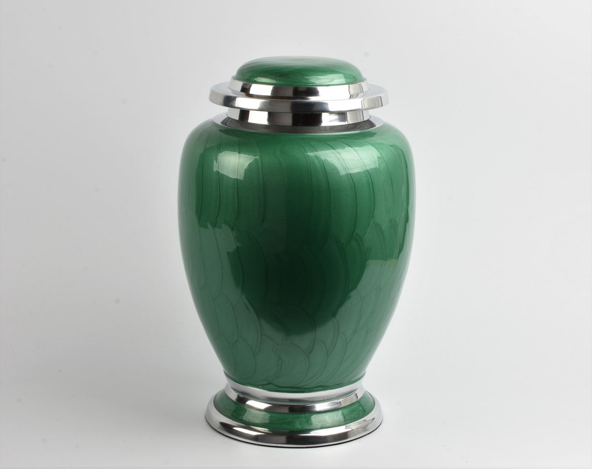 green and Silver Dove Shape Urn