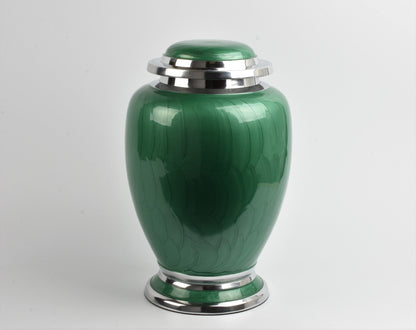 green and Silver Dove Shape Urn