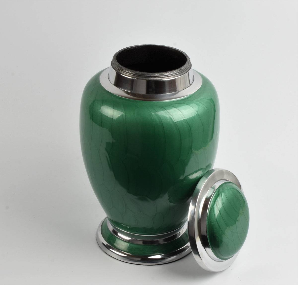green and Silver Dove Shape Urn