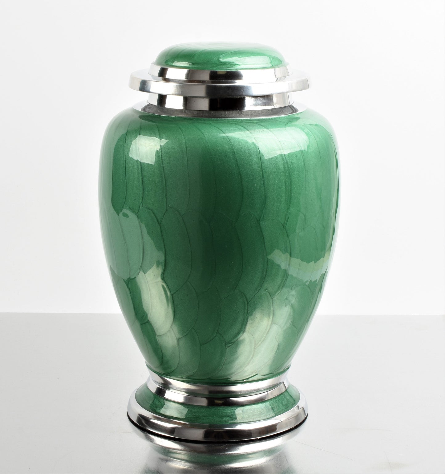 green and Silver Dove Shape Urn