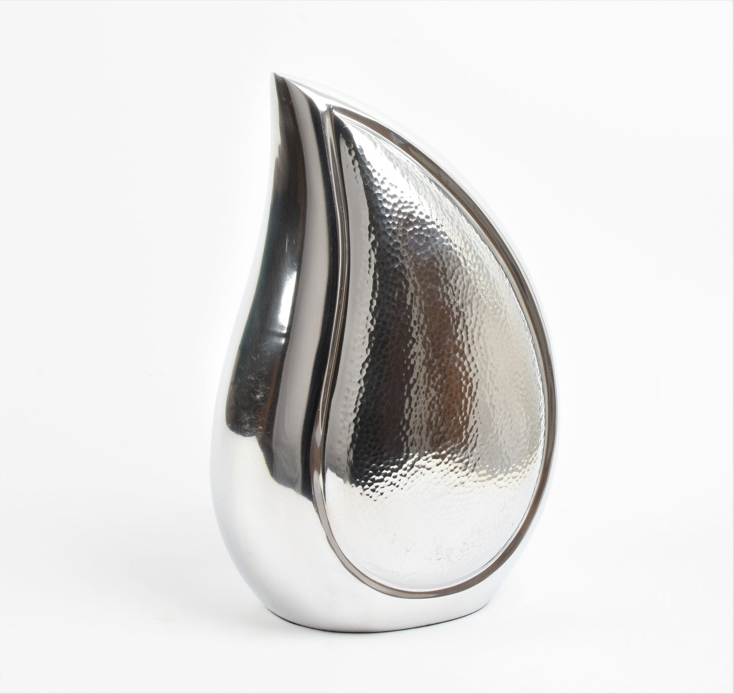 Silver with hammered design Teardrop Urn