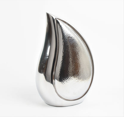 Silver with hammered design Teardrop Urn