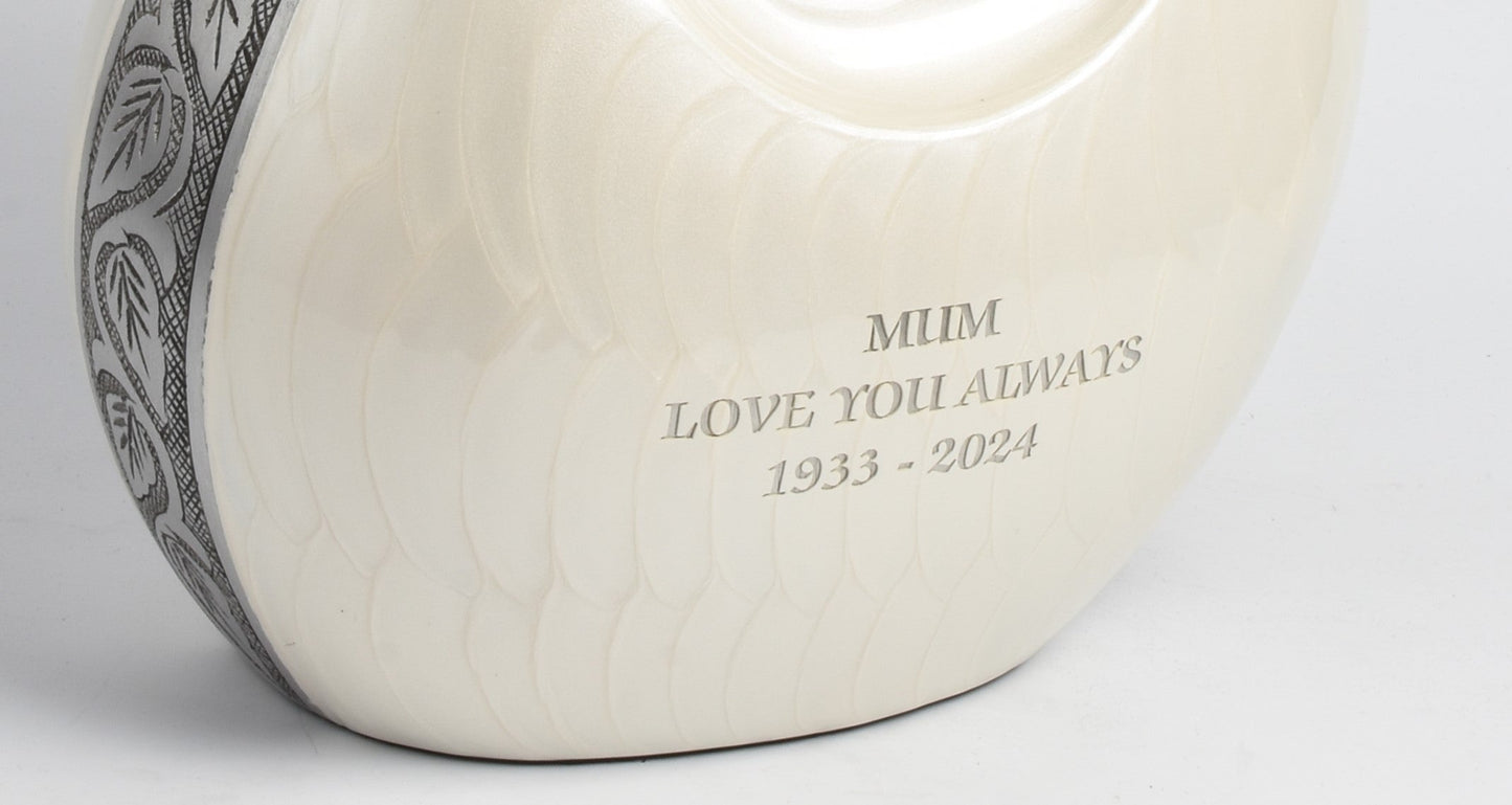 Forever in My Heart White Teardrop Urn