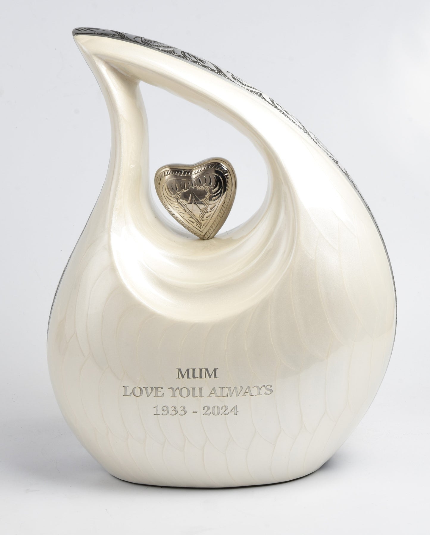 Forever in My Heart White Teardrop Urn
