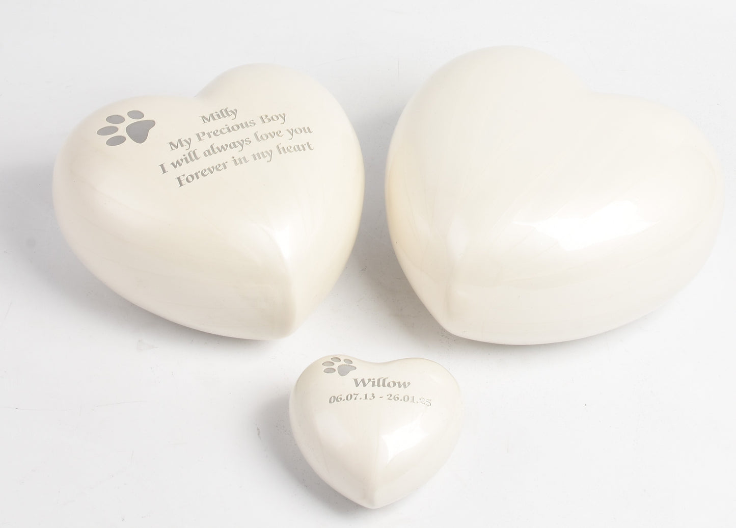 Heart Cremation Ashes Urn - Large-Medium-Small  – Adult Child or Dog Cat Pet Memorial