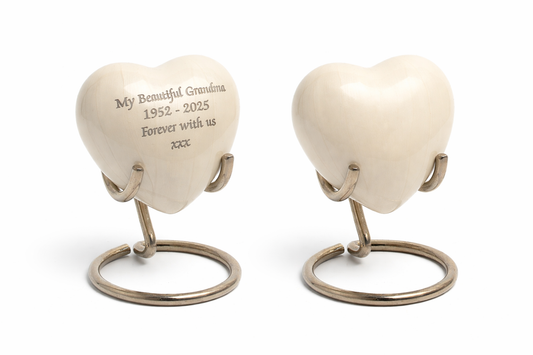 Pearl White Keepsake Heart With Box & Stand