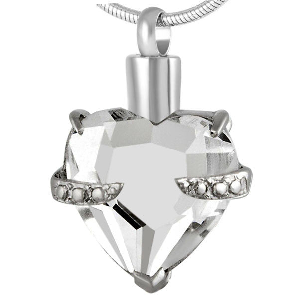 White Crystal Heart Pendant