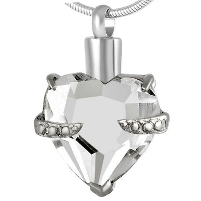White Crystal Heart Pendant