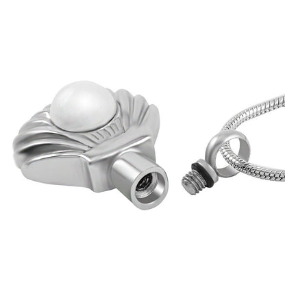 container for ashes, pearl shell ashes container, small cremation urn for human ashes, funeral memorial burial remembrance jewellery URN