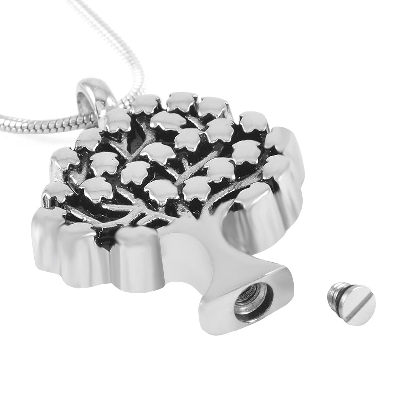 silver tree pendant , silver tree necklace, locket container for ashes, silver tree ashes container, small cremation urn for human ashes, funeral memorial burial remembrance jewellery URN