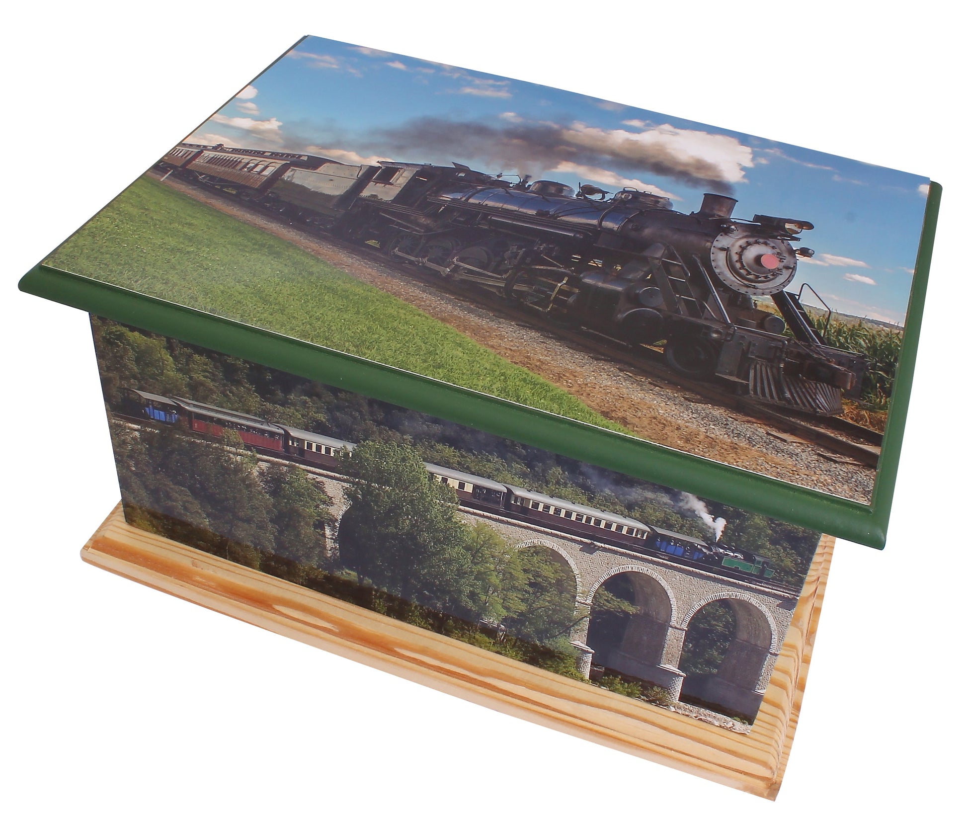 container for ashes, ashes container, large wood casket urn , steam railway casket , adult ashes urn, cremation urn for human ashes, funeral memorial burial remembrance URN