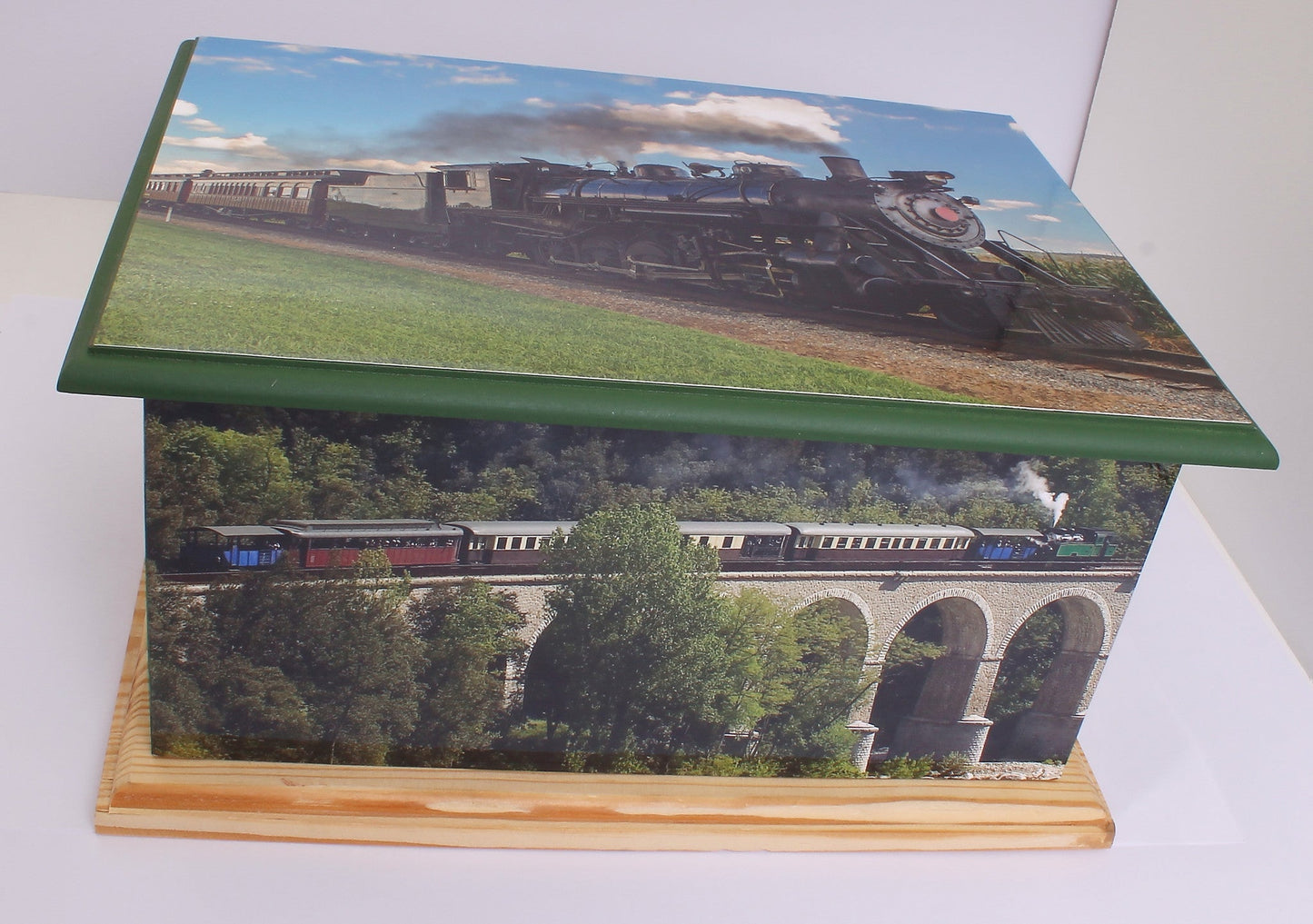 Steam Railway MDF/Teak Wood Casket For Ashes