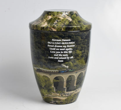 Train Design Iron Cremation Urn