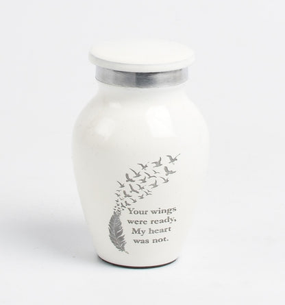 White Feather Keepsake Cremation Urn