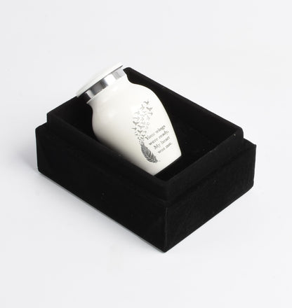 White Feather Keepsake Cremation Urn