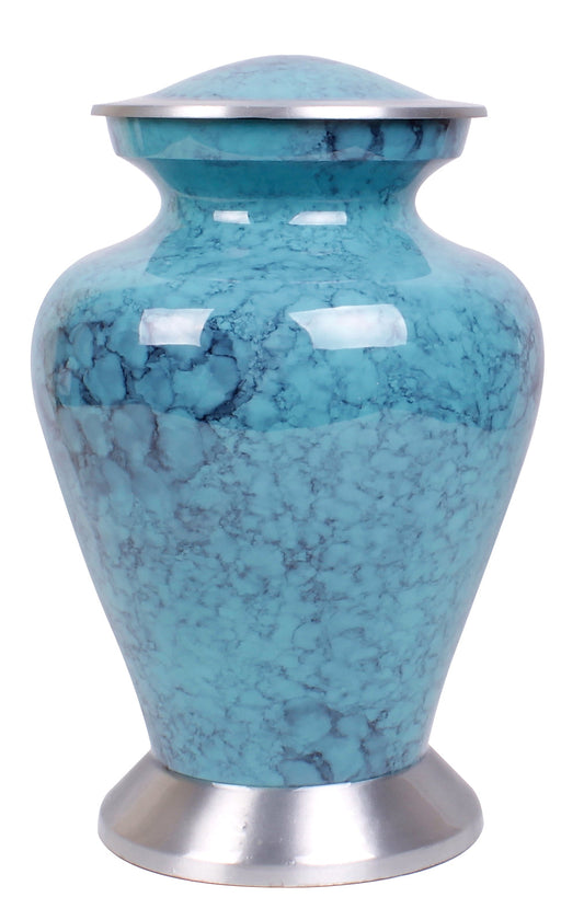 Blue Clouded Cremation Aluminium Urn blue urn free delivery urn, light blue urn, sky blue urn , best quality urn