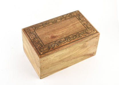 Large Carved Wood Biodegradable Casket