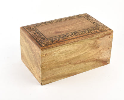 Large Carved Wood Biodegradable Casket