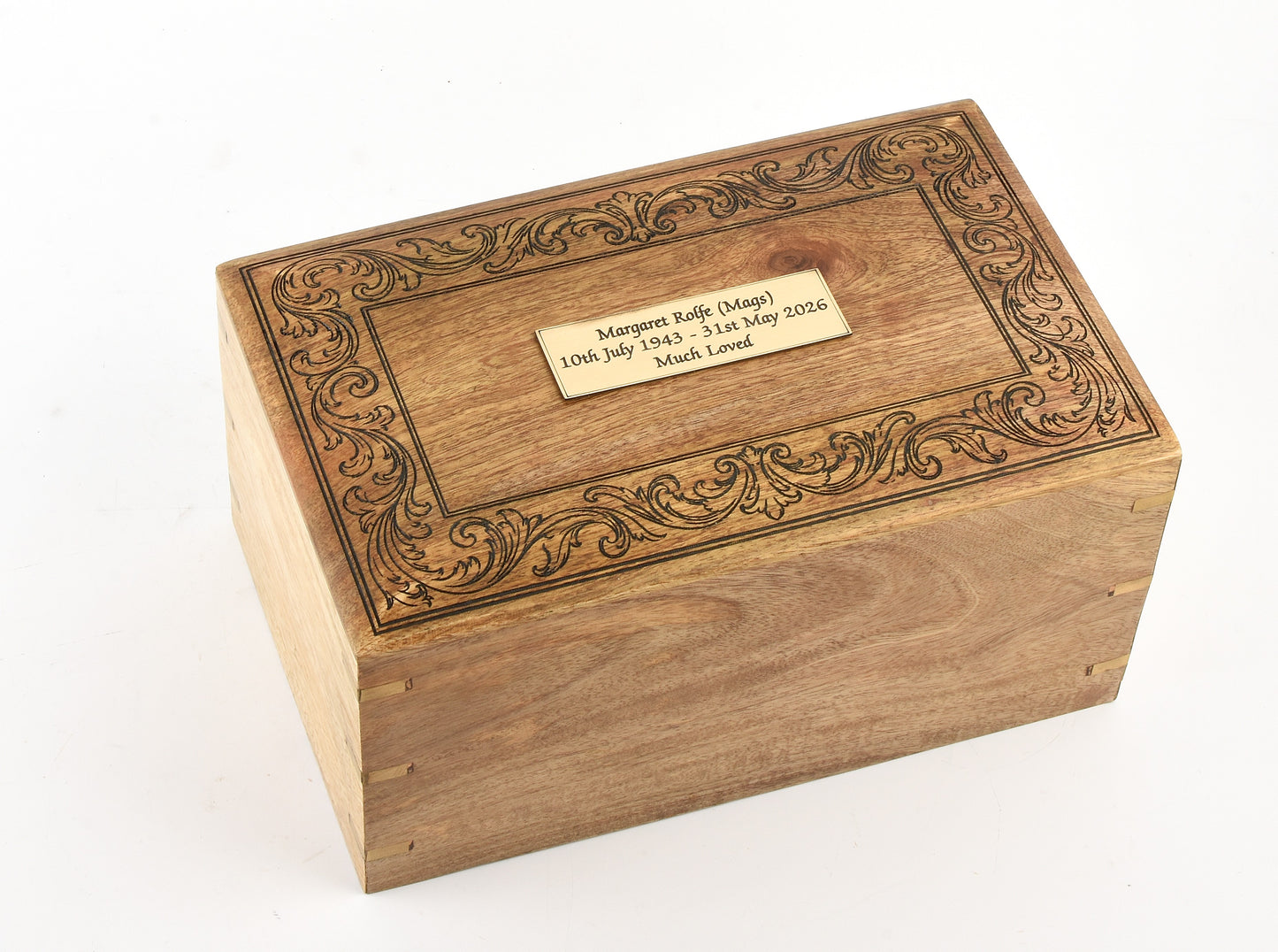 Large Carved Wood Biodegradable Casket
