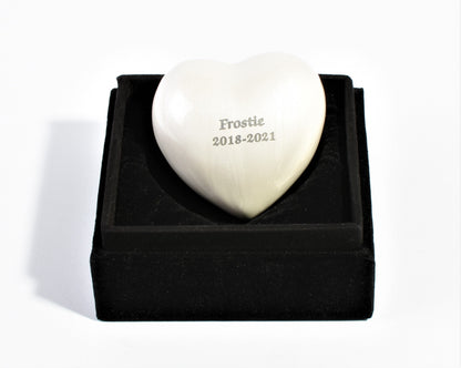 Pearl White Keepsake Heart With Box & Stand