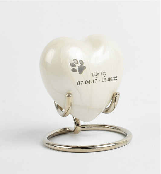 White Heart Keepsake For Pet Ashes