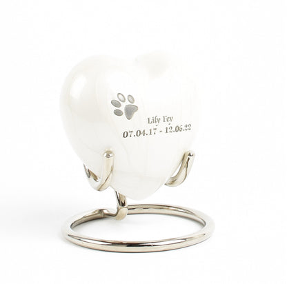 White Heart Keepsake For Pet Ashes