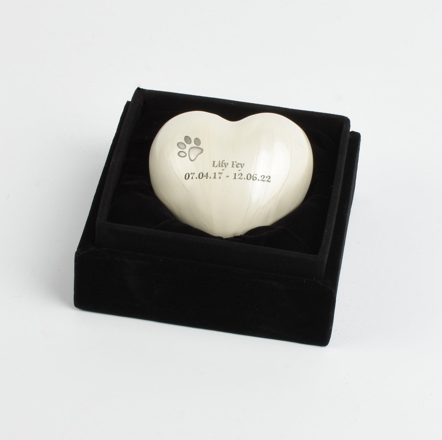 White Heart Keepsake For Pet Ashes