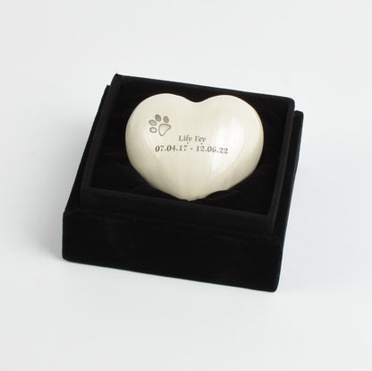 White Heart Keepsake For Pet Ashes